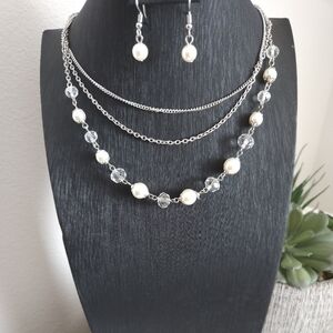 Paparazzi White and Silver Multi-Strand Necklace
